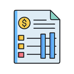 Poster - Financial report document with bar graph and dollar symbol