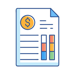Poster - Financial report document with graph and money coin icon