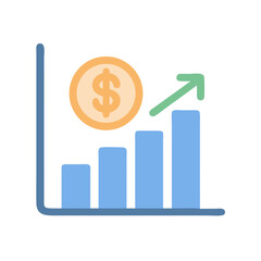 Poster - Rising bar graph with a dollar coin illustration