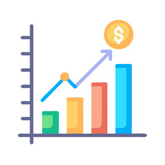 Poster - Vibrant bar chart displaying financial growth and dollar coin