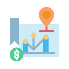 Poster - Financial graph with location pin points to growth goal