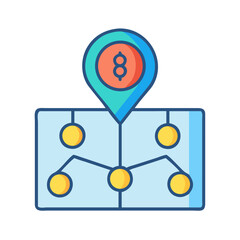 Poster - Connected network map and location pin icon illustration