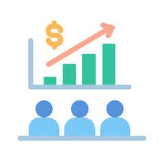 Poster - Business growth with financial chart and customer representatives