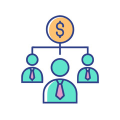 Poster - Financial team with income source flat vector illustration