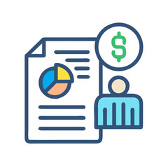 Poster - Financial report with pie chart and dollar sign icon