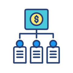 Poster - Financial hierarchy flat icon illustrating business management structure