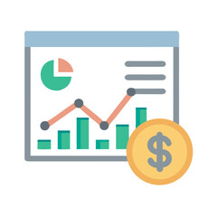 Poster - Financial analytics dashboard showing growth with dollar coin icon