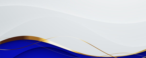 Poster - Blue Abstract Wave Background with Curved Lines and Modern Design