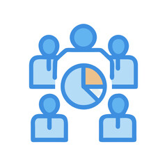 Poster - Business team analyzing data report pie chart illustration