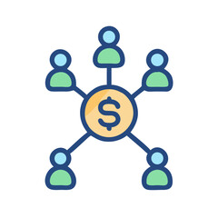 Poster - Money network connecting people flat illustration on White Background