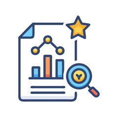 Poster - Business data analysis with chart document and magnifying glass