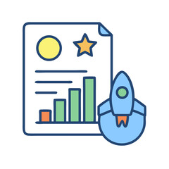 Poster - Business report with growth chart and successful launch