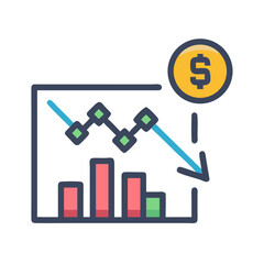 Poster - Financial loss chart with dollar and bar graph analysis