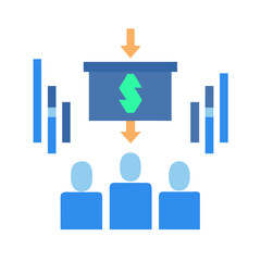 Poster - Flat vector illustration of presentation to group audience