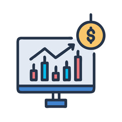 Poster - Investment growth chart on screen with dollar sign coin