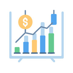 Poster - Financial growth chart with coin, simple business presentation concept