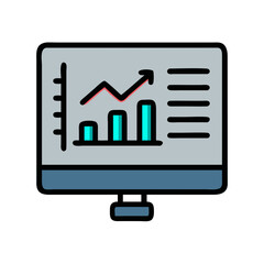 Poster - Computer screen displaying rising graph indicating business growth trend