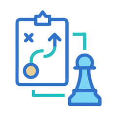 Poster - Strategy planning board with chess pawn symbol illustration art