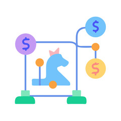 Poster - Colorful finance strategy conceptual illustration of a chess horse