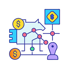 Poster - Abstract business network graph with dollar symbols representation