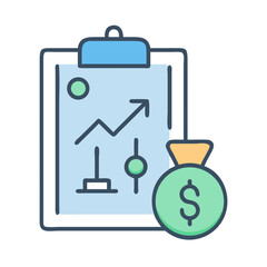 Poster - Financial report with rising graph and money bag icon