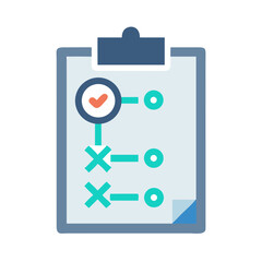 Poster - Workflow chart on clipboard illustrating project management steps and processes
