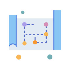 Poster - Stylized business plan on document with connected data points