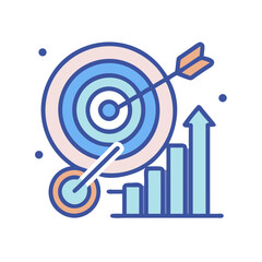 Poster - Target and Chart Illustrating Business Growth on White Background