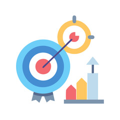 Poster - Flat vector image: business target achievement and growth concept