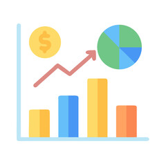Poster - Financial chart showing growth, coin, and pie chart data