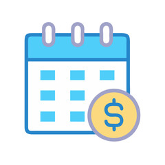 Poster - Payment schedule calendar with dollar coin for finance management