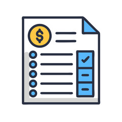 Poster - Financial checklist document showing monetary transactions and budget review