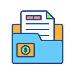 Poster - Financial document folder with coin icon on White Background