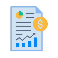 Poster - Financial report showing growth with coin on White Background