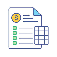 Poster - Financial report document with dollar sign, chart, and checklist