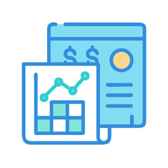 Poster - Financial report and graph representing growth and analytics data