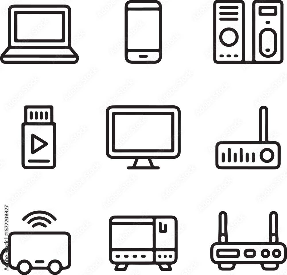 Wifi Router & Monitor Clipart Set

