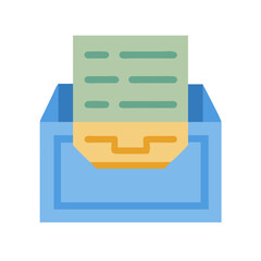 Poster - Inbox with documents in flat illustration style on White