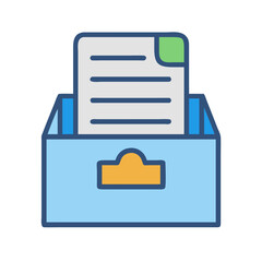 Poster - Filing cabinet with documents, organizing information, records icon