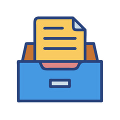 Poster - Filing cabinet drawer with documents icon illustration design