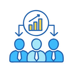 Poster - Business Team with Growth Chart Icon On White Background