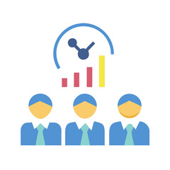 Poster - Team performance analysis with growth chart and clock icon
