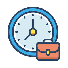 Poster - Clock and briefcase icon representing work time management concept
