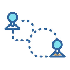 Poster - Two location pins connected by dotted route on White