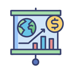 Poster - Global business growth presentation with dollar sign on chart
