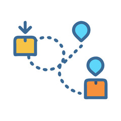Poster - Package delivery route map with destination location markers