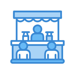 Poster - Stylized vector of a market stall with two customers