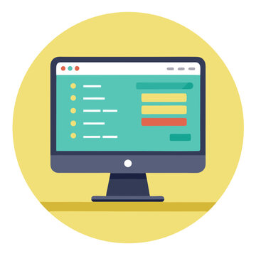 Flat Computer Screen Vector Illustration Modern UI Design