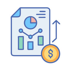Poster - Financial report indicating revenue growth, depicted with charts and coin