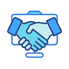 Poster - Virtual handshake icon representing online collaboration and business deals